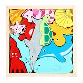 Ignitedminds Wooden Jigsaw Puzzle; Pre Education Learning Multicolour Toy Blocks for Boys and Girls (Ocean Animals)